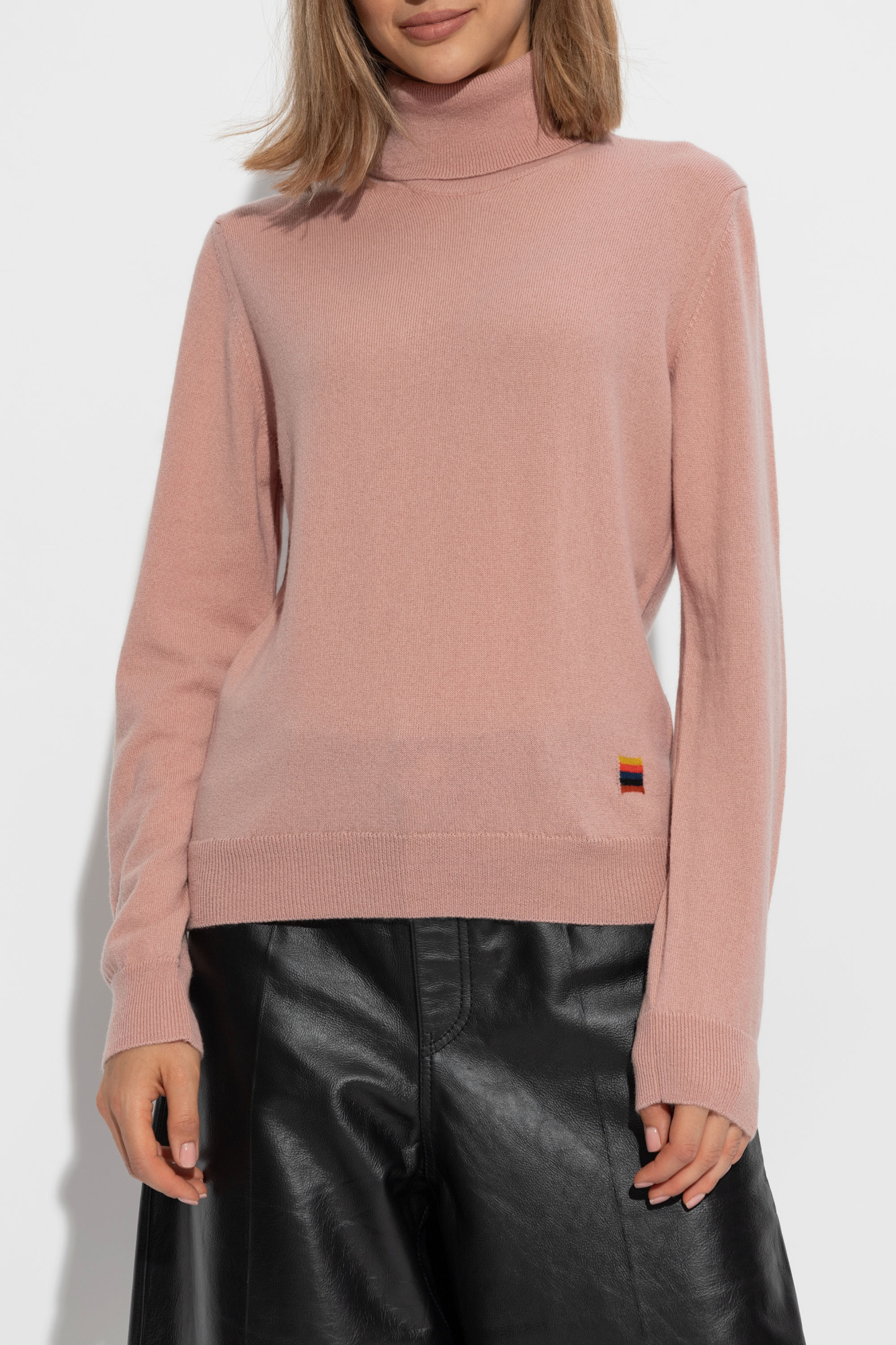 Pink cashmere turtleneck sweater best sale